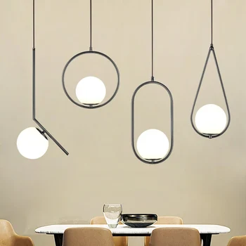 Креативный Металлический подвесной светильник в стиле Лофт, Подвесной Кухонный остров, Черно-белый Декоративный Современный Светодиодный подвесной светильник, Потолочные светильники, прикроватные тумбочки