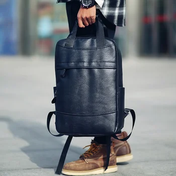 Креативный Простой Модный мужской рюкзак для городского отдыха, рюкзак для ноутбука для пригородных поездок, студенческий школьный рюкзак из искусственной кожи в винтажном стиле
