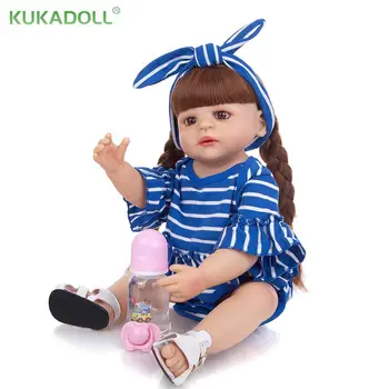 Кукла KUKADOLL 22 дюймов Reborn Baby Doll с полным силиконовым корпусом Может купаться в ванне, реалистичные товарищи по играм, подарки на День защиты детей, раннее образование детей