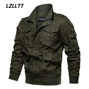 Куртка-бомбер, весна-осень, мужская модная повседневная куртка с несколькими карманами, уличная ветровка, спортивные тонкие куртки в стиле милитари, мужские 6XL