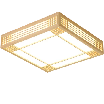 Лампа в японском стиле светодиодный потолочный светильник из массива дерева простой современный светильник для спальни, гостиная из бревенчатого дерева в скандинавском стиле, чайная комната, освещение