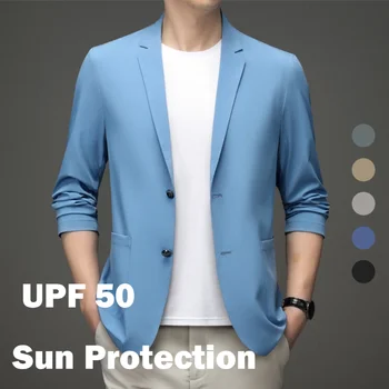 Летние новые легкие базовые скины UPF 50, мужская солнцезащитная куртка с длинным рукавом, мужской блейзер, приталенное повседневное пальто для бизнеса