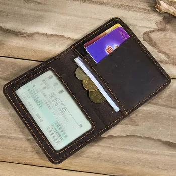 Маленький мужской кожаный кошелек, оригинальный дизайнерский двойной держатель для карт, чехол для паспорта, короткий кошелек, мужской женский кожаный кошелек, тонкая сумка