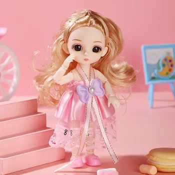 Мини-кукла BJD 16 см 1/12, 3D моделирование, повязка на глаза и одежда, костюм для девочки, игрушка-кукла 