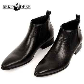 Модные брендовые мужские ботильоны из натуральной кожи, удобные коричневые, черные свадебные мужские модельные туфли с острым носком, ботинки 