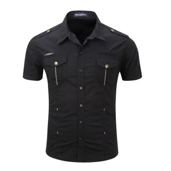 Мужская рубашка 2023, рубашка-карго с коротким рукавом, модная повседневная летняя форма, хлопковая однотонная мужская повседневная рубашка в военном стиле, серый Хаки