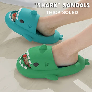 Мужские И женские тапочки Shark Slides Летние Тапочки для взрослых для пары В помещении и на улице Забавная Домашняя обувь Милые Мультяшные Сандалии с милыми животными