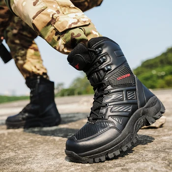 Мужские кожаные ботинки Водонепроницаемая армейская рабочая обувь для горных боев, Тактическая Военная униформа, мужские ботинки De Seguridad, Бесплатная Доставка, Большие Размеры