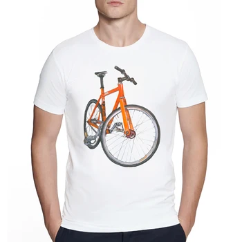 Мужской велосипед, Велосипедная акварельная живопись, Винтажная футболка с принтом фиксированной передачи, Хипстерские топы с круглым вырезом, крутая уличная футболка