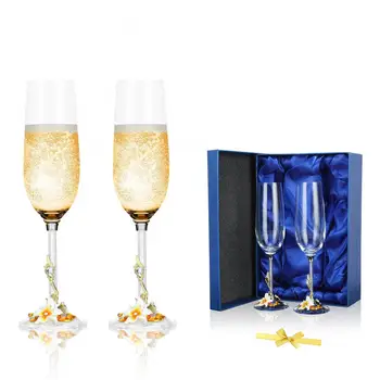 Набор бокалов для шампанского из 2шт. Элегантные Бокалы для вина ручной работы объемом 220 мл, искрящиеся шампанским, с подарочной коробкой для вечеринки в честь годовщины свадьбы