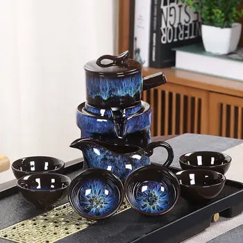 Набор из 8 шт. Полуавтоматических чайных сервизов Китайский Керамический Чайный сервиз из фиолетовой глины Чайная чашка Набор чайников Кунг-фу