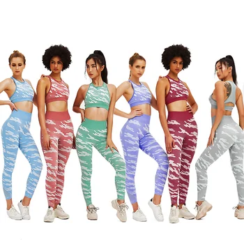 Наборы для йоги, женская спортивная одежда, Сетчатые эластичные колготки с принтом мороженого, комплект с бюстгальтером и леггинсами Sport Femme, одежда для фитнеса, женская одежда