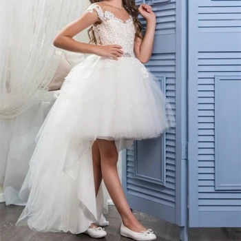 Нарядные Свадебные платья для девочек-цветочниц, Бусы, Платье для дня рождения, Платье принцессы для Первого Причастия на заказ