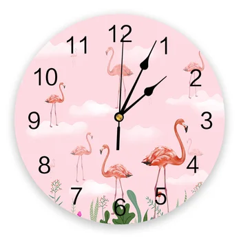 Настенные часы с розовыми облаками и цветами в спальне, Большие Современные Кухонные Обеденные Круглые Настенные часы, часы для гостиной, Домашний декор