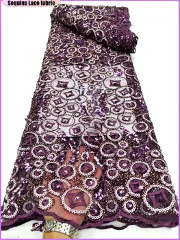 Нигерийская кружевная ткань с пайетками для свадьбы 2023 Высококачественная вышивка, тюль, сетчатое кружево, платья из Африканской кружевной ткани