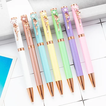 Новая красочная шариковая ручка с цветочным зажимом и жемчугом Модная многоцветная Подарочная рекламная ручка Купить 2 Отправить подарок
