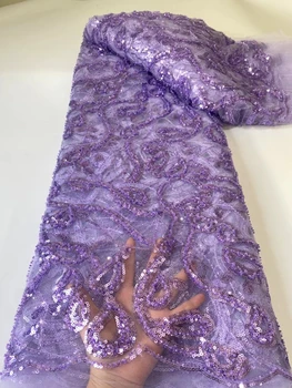 Новейшая Африканская тюлевая ткань ручной работы с вышивкой бисером; Роскошное Алжирское кружевное платье с пайетками; Вечернее свадебное платье