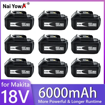 Новый Аккумулятор Makita 18V 6000mAh Для Электроинструментов со Светодиодной Литий-ионной Заменой LXT BL1860B BL1860 BL1850