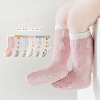 Носки для новорожденных с милым медведем для девочек, носки с рисунком новорожденного, Весна-осень, Мягкие противоскользящие носки для младенцев, Носки для пола, Носки Meias