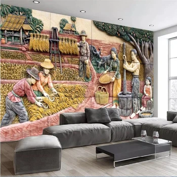 обои beibehang на заказ гостиная спальня HD трехмерный рельефный фон для украшения гостиной в сельской жизни