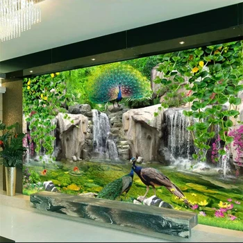Обои на заказ beibehang 3d фотообои свежий рокарий павлин цветок виноградная лоза 3D гостиная спальня ТВ фоновые обои фреска