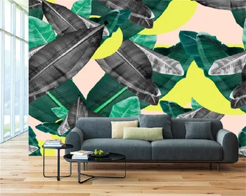 Обои на заказ современный минималистичный ручная роспись лепестков банановых листьев фон гостиной декоративная роспись стен из папье-маше