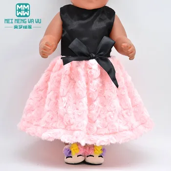 Одежда для куклы 43 см, детская игрушка, одежда для новорожденных кукол и американских кукол, модное платье с розовой розой, юбка, платье принцессы