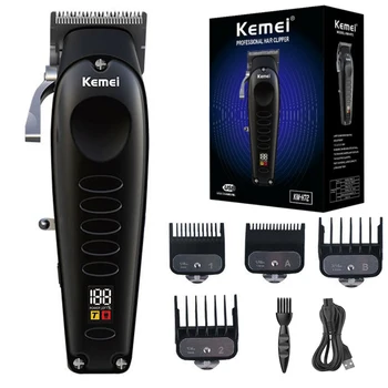 Оригинальный цельнометаллический перезаряжаемый триммер для волос Kemei, парикмахерская машинка для стрижки волос, Проводная электрическая машинка для стрижки бороды