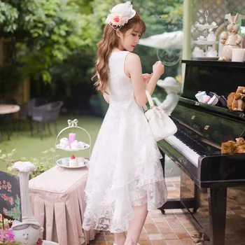 Платье принцессы сладкой Лолиты Candy rain, новое летнее платье из органзы без рукавов, показ мод, тонкое Белое Длинное платье принцессы C16AB6098
