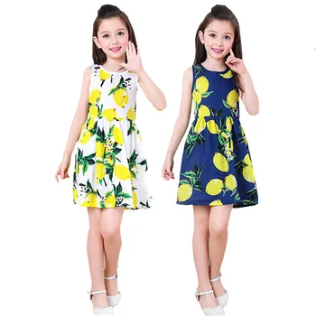 Платья Для девочек-подростков Лето 2023, платье с фруктовым принтом для маленьких детей, одежда с принтом Манго и Лимона, распродажа костюмов на фабрике