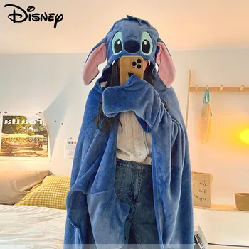 Плюшевые пижамы Disney Stitch Y2k, Аниме-плащ, Пижамы, костюм из мультфильма Каваи, Пижама для взрослых, Зимняя Пижама, Женское одеяло, Накидка
