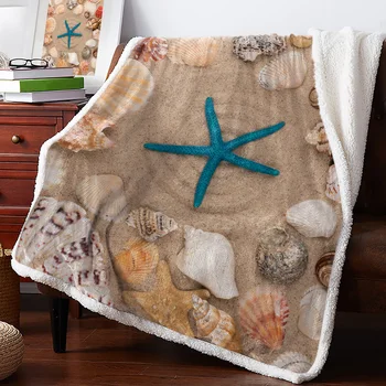 Пляжная ракушка морской звезды, песок, Зимнее теплое кашемировое одеяло для кровати, шерстяные одеяла для офиса, покрывало для кровати