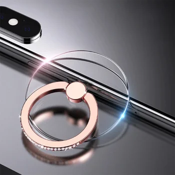 Подставка для кольца для мобильного телефона с бриллиантовым прозрачным захватом для пальцев, вращающаяся на 360 ° подставка для iPhone Samsung Xiaomi
