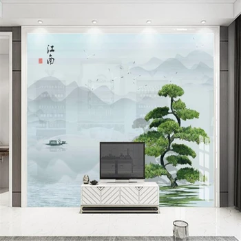 пользовательские 3D обои beibehang модные обои с пейзажем сосны в китайском стиле фоновые обои для гостиной papel de par