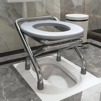 Портативный туалет для ванной комнаты Походный стул для беременной женщины, дома для пожилых людей, складной легкий табурет для взрослых из нержавеющей стали