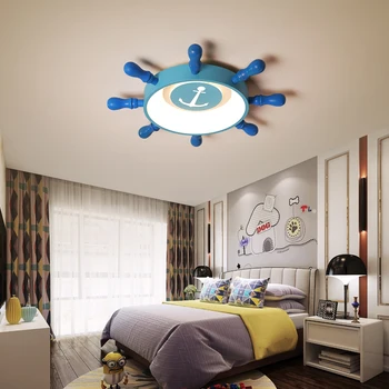 Потолочный светильник для детской комнаты, комната для мальчиков, Креативные светодиодные лампы на руле Пиратского корабля, Мультяшные светильники для спальни в средиземноморском стиле