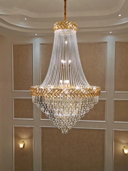 Потолочный светильник из нержавеющей стали Nordic Hotel Living Room Home, декоративная Современная Круглая Золотая роскошная люстра, подвесной светильник