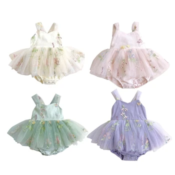 Праздничное платье для маленьких девочек, тюлевый комбинезон-пачка, летнее цельное боди для девочек, 69HE