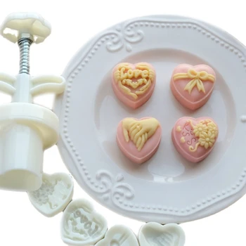 Пресс-форма для Лунного торта Love Heart Штампы для печенья Moon Cake Makers Decors Tool G2AB