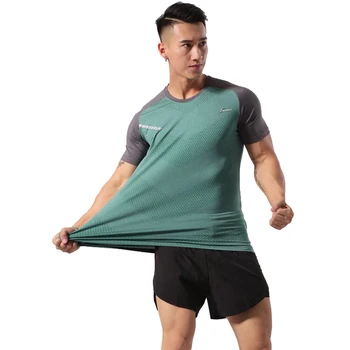Профессиональные мужские быстросохнущие дышащие футболки для бега с коротким рукавом, баскетбола, фитнеса, бега трусцой, спортивных топов для спортзала