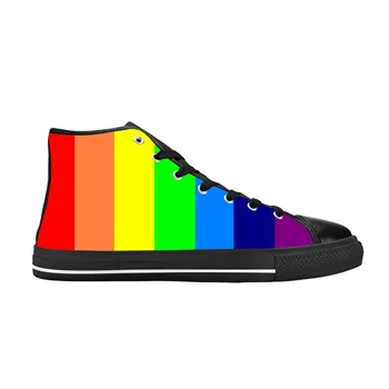 Радужный флаг, ЛГБТ, лесбиянки, геи, Бисексуальность, ЛГБТК, Повседневная тканевая обувь С высоким берцем, Удобные Дышащие Мужские И женские кроссовки с 3D принтом.