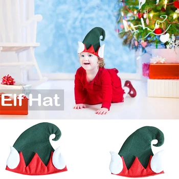 Рождественская фетровая шляпа с эльфом, красно-зеленый праздник, на часть рождественских праздников