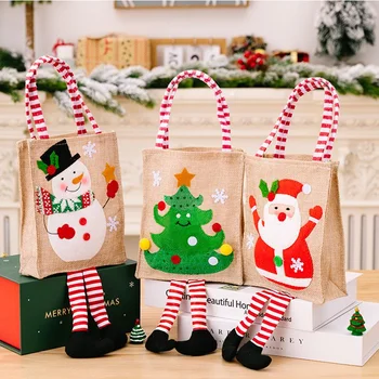 Рождественский подарочный пакет с милой ножкой Снеговика, украшение для упаковки рождественских конфет, Рождественский декор, Мультяшная аппликация, подарочная Рождественская коробка конфет