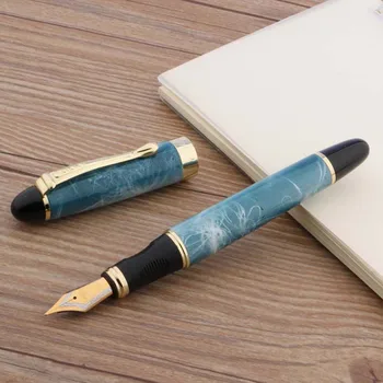 Роскошная металлическая авторучка Jinhao X450 с синими мраморными полосками, Чернильные ручки с М-образным наконечником для бизнеса, офиса, школьных принадлежностей, письма