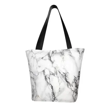 Роскошная сумка для покупок из серого мрамора, сумки для покупок, женская текстура, абстрактный узор, холщовая сумка для покупок, сумка через плечо, большая вместительная сумка