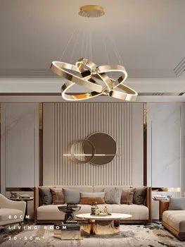 Роскошный дизайнерский кольцевой подвесной потолочный светильник для гостиной столовой спальни Home Gold 2023 Современная светодиодная люстра