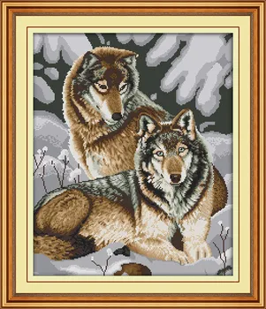 Рукоделие Наборы для вышивания крестиком своими руками Наборы для вышивания Снежные волки животные, подсчитанные или прошитые крестиком