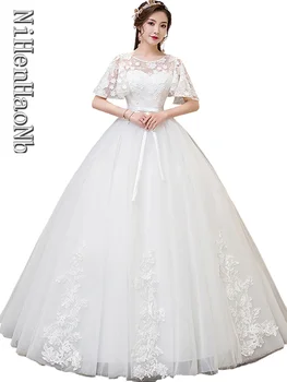 Свадебные платья Элегантное Vestido De Noiva с круглым вырезом, Классическое кружевное бальное платье больших размеров, Robe De Mariee 2023