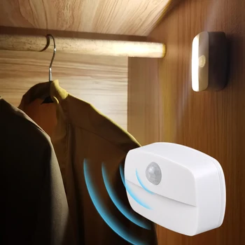 Светодиодная подсветка под шкафом, датчик движения PIR, Освещение кухни, спальни, Автоматическое включение/выключение, умная ночная лампа для гардероба, шкаф, лестница в гардеробную