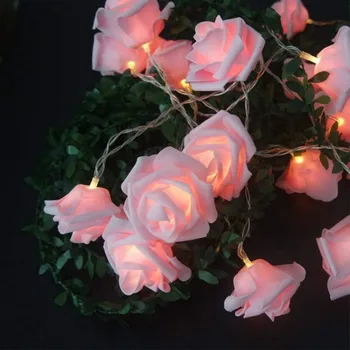 Светодиодная садовая декоративная лампа Rose Flower Fairy Light String Рождественская гирлянда-гирлянда для свадебного украшения на День Святого Валентина